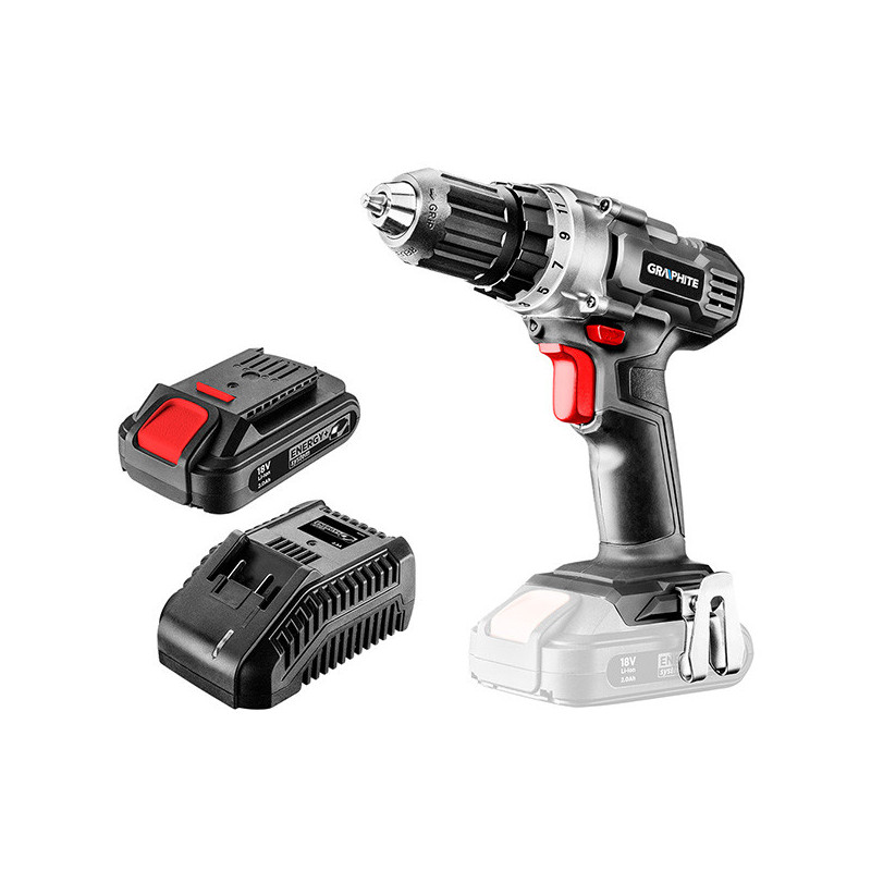 Masina de gaurit/insurubat cu acumulator 18V/2Ah si incarcator Graphite, 58G000-SET1