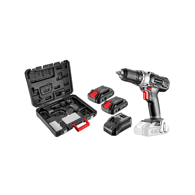 Masina de gaurit/insurubat cu 2 acumulatori 18V/2Ah si incarcator Graphite, 58G006-SET2