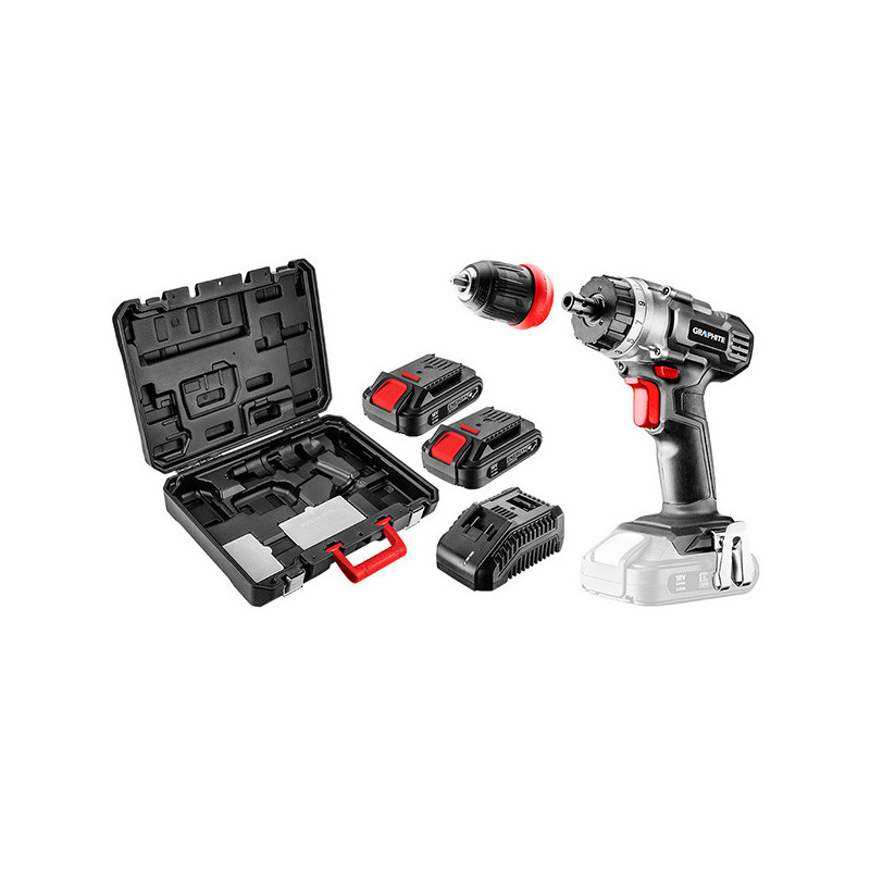 Masina de gaurit/insurubat cu 2 acumulatori 18V/2Ah si incarcator Graphite, 58G022-SET2
