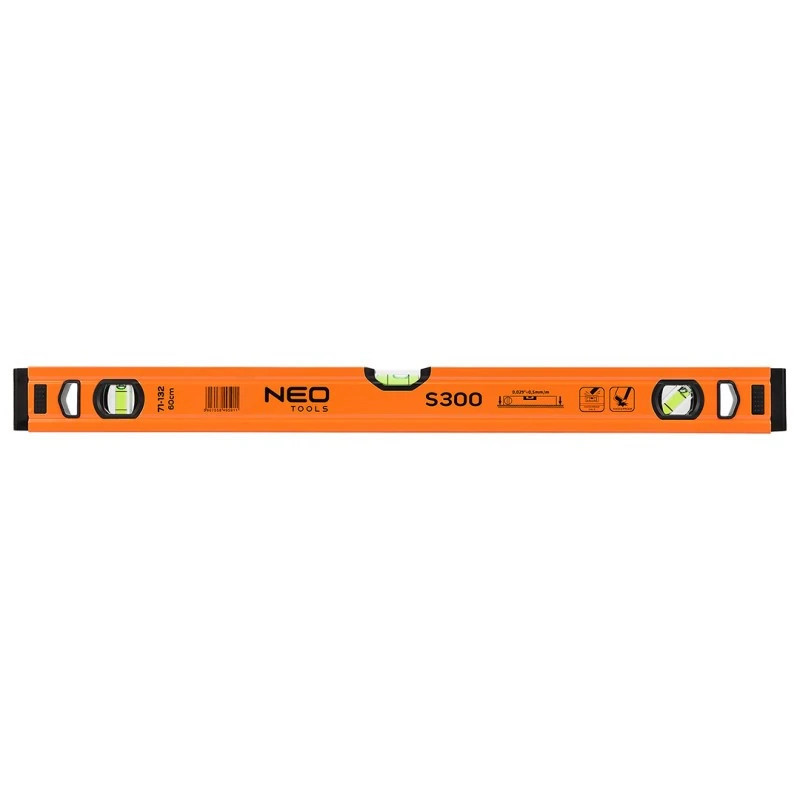Nivel cu bula de aer din aluminiu S 300, 3 flacoane, NEO TOOLS 71-13V